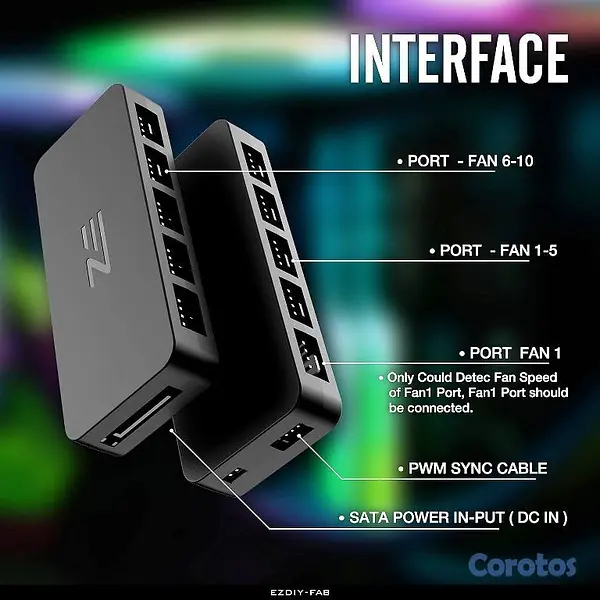 computadoras y laptops - Hub / Splitter de Ventiladores PWM (10 Puertos)  2