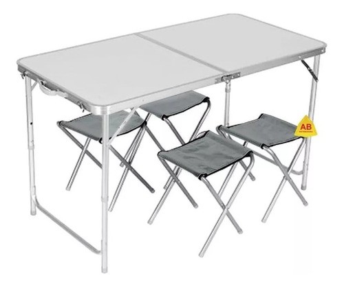 herramientas, jardines y exterior - Mesa Plegable + 4 Sillas portatil viajera playa camping de aluminio 120 x 60 4