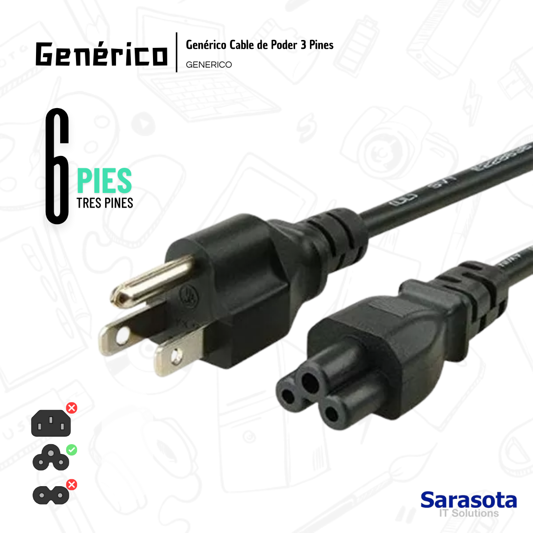 accesorios para electronica - Cable de fuente de 6 pies, 3 pines 0