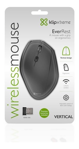 computadoras y laptops - MOUSE WIRELESS KLIPX VERTICAL, ERGONOMICO, 2.4 GHZ,800/1200/1600DPI