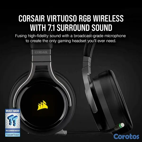 consolas y videojuegos - Corsair Virtuoso RGB Wireless Gaming Headset  10