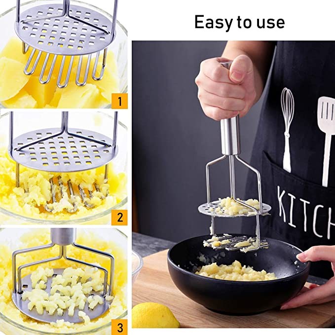 cocina - majador de papas de acero inoxidable, doble prensa, herramienta para triturar  3