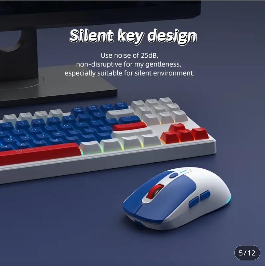 computadoras y laptops - Teclado y mouse inalámbricos recargables 2.4G con iluminación de fondo RGB 5