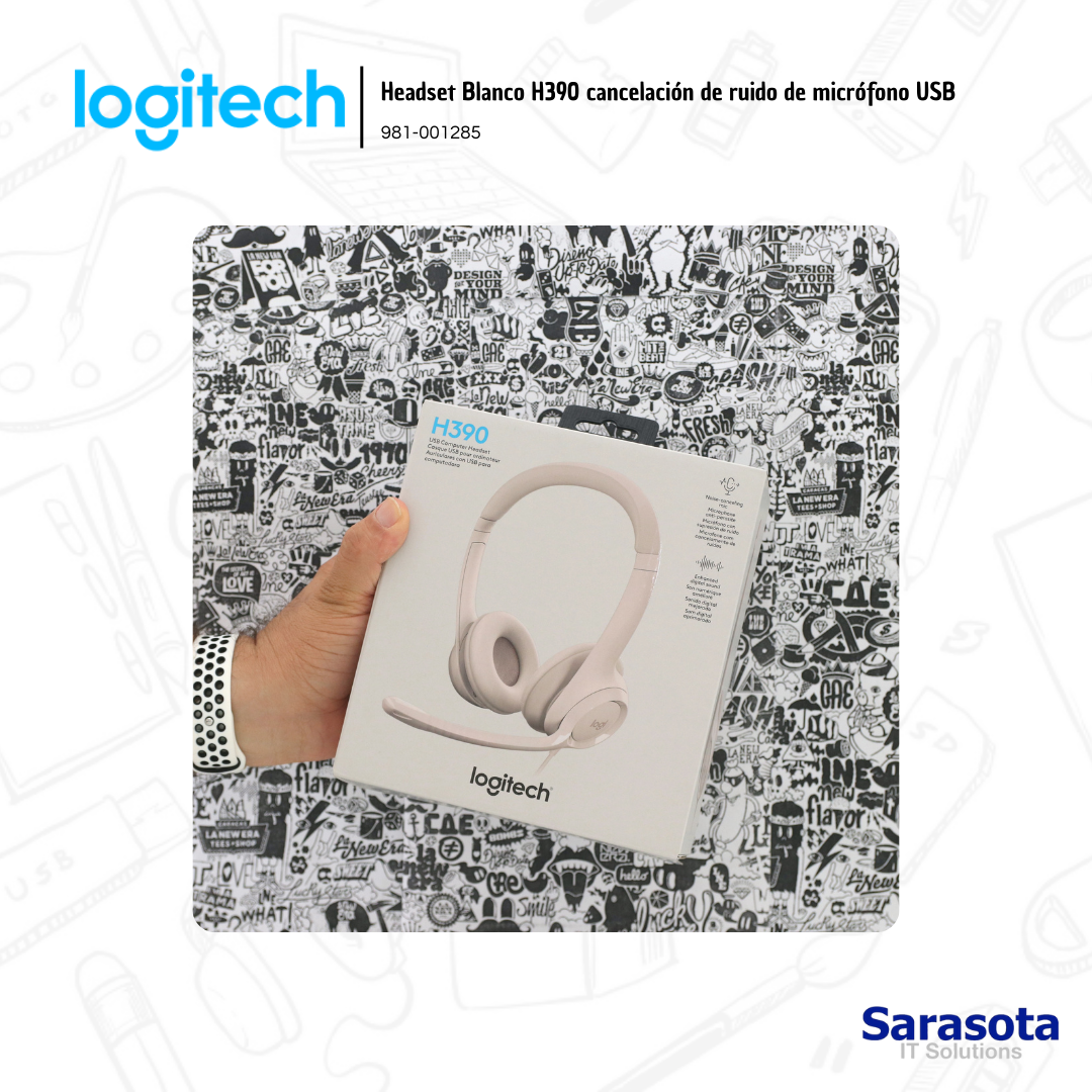 camaras y audio - Logitech Headset Blanco H390 cancelación de ruido  2