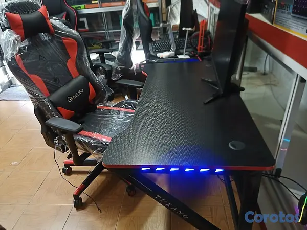 muebles y colchones - mesa gamer con luces rgb 2