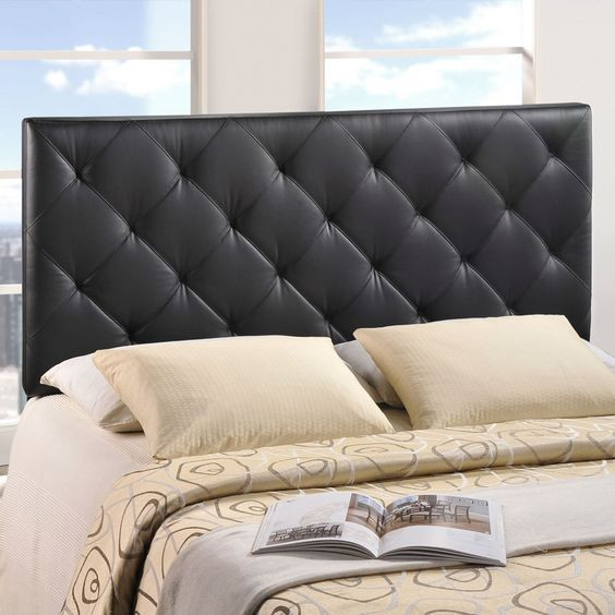 muebles y colchones - Cama tapizada en color negro y colchón. Nueva