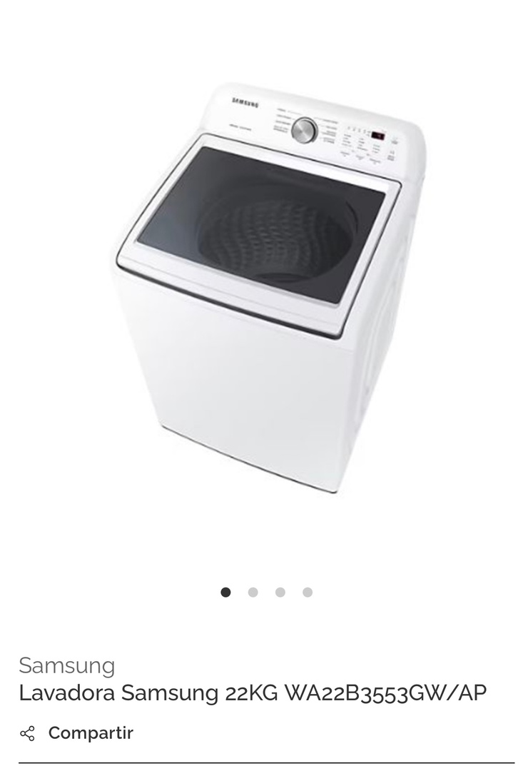 electrodomesticos - Lavadora Samsung 22kg. Recién comprada. Se vende por mudanza. EN GARANTÍA.  2
