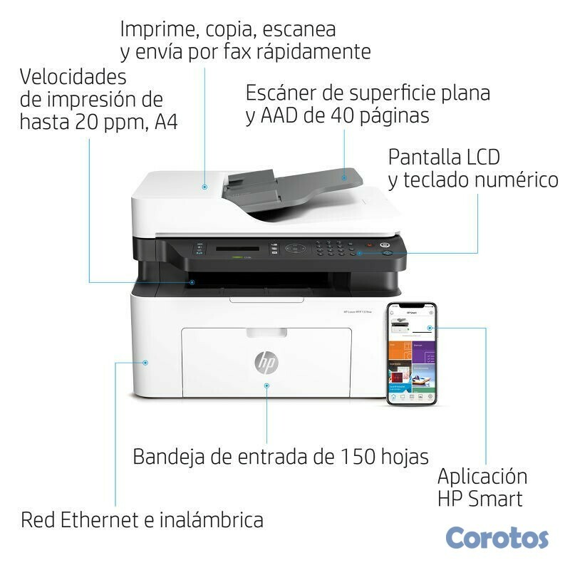 impresoras y scanners - MULTIFUNCTION hp laser  Blanco y Negro  MFP M137FNW  1
