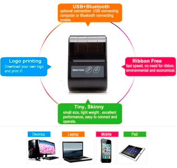 impresoras y scanners - Impresora de 58 mm termica con bluetooth y USB recargable
 4