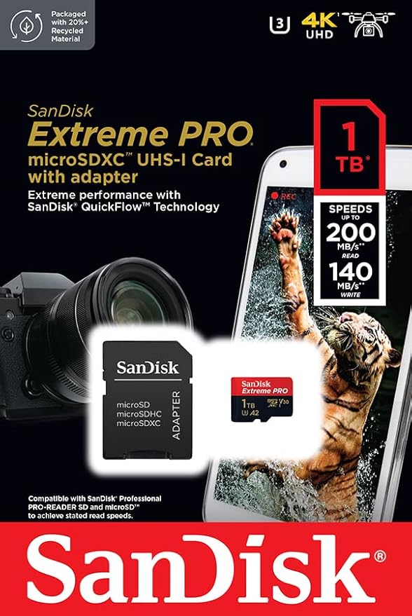 accesorios para electronica - MicroSD 1TB SanDisk Extreme PRO velocidad de lectura de 200 MB/s 1