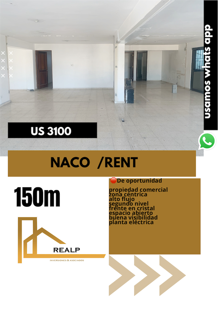 oficinas y locales comerciales - Local en naco amplio 