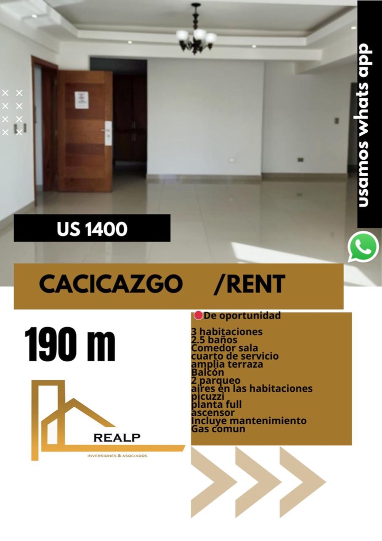 apartamentos - Apartamento en cacicazgos 3 hab  0
