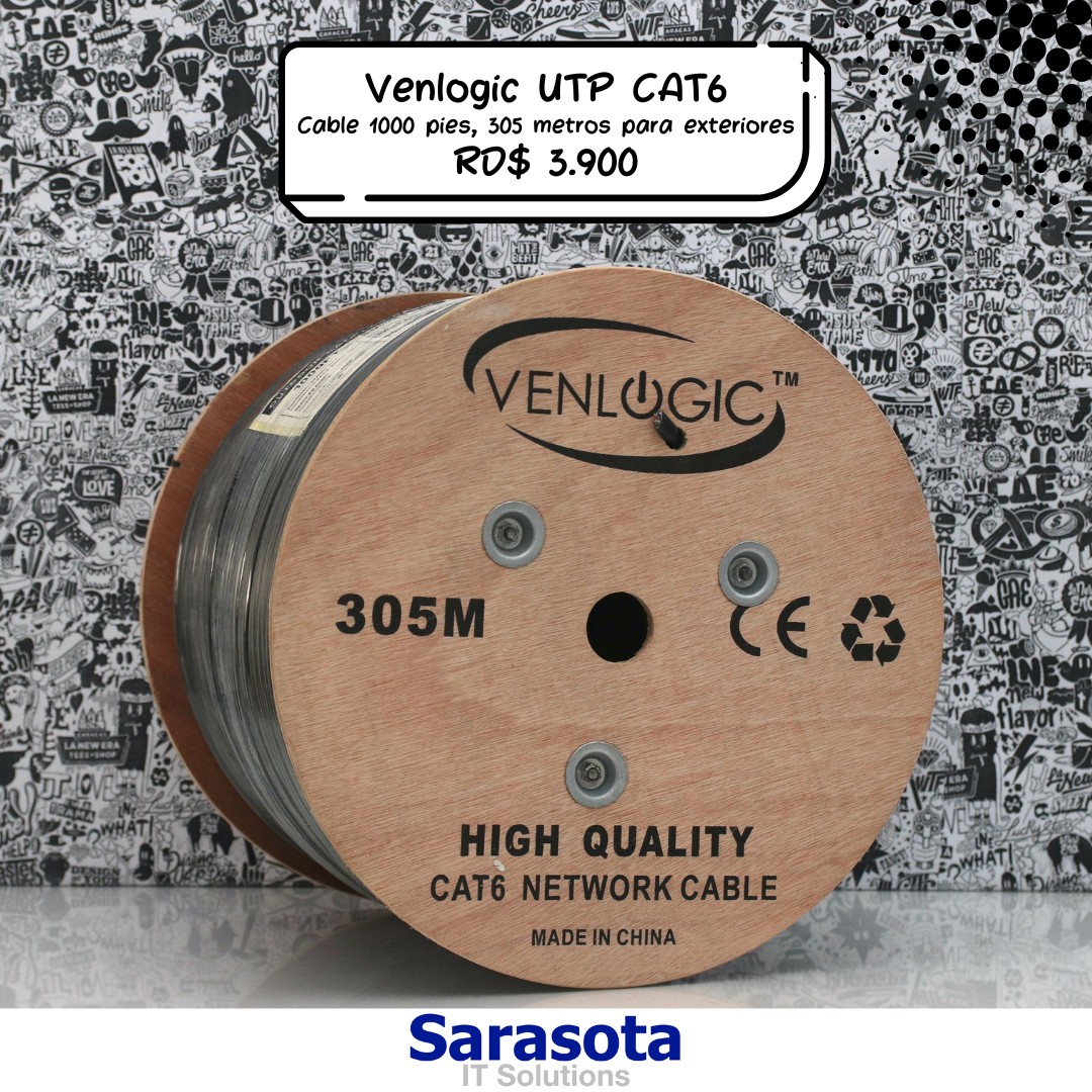 accesorios para electronica - Venlogic Cable UTP CAT6 de 1000 pies para exteriores
