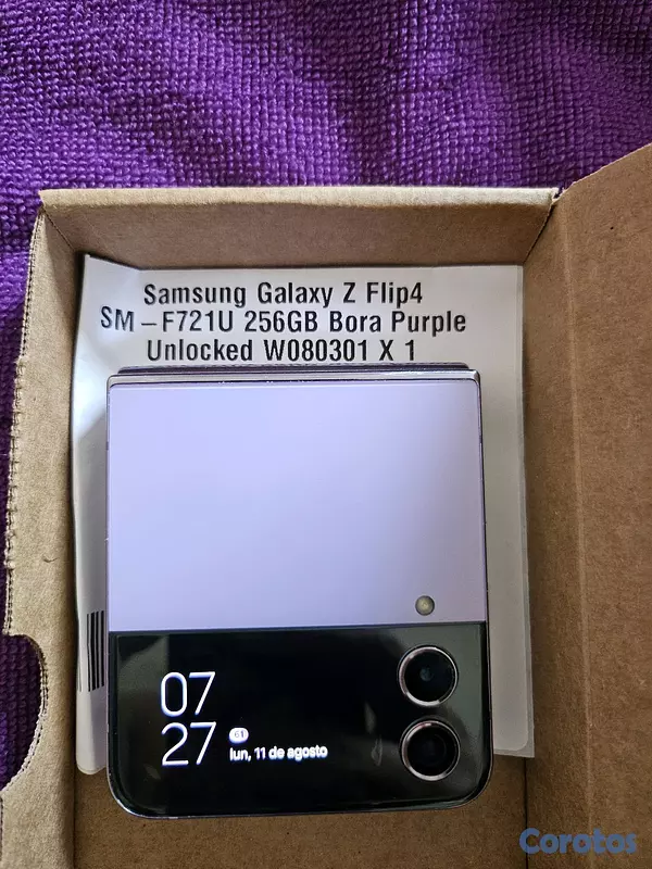 celulares y tabletas - Samsung galaxy flip 4 de 256gb morado desbloqueado en muy buenas condiciones  4