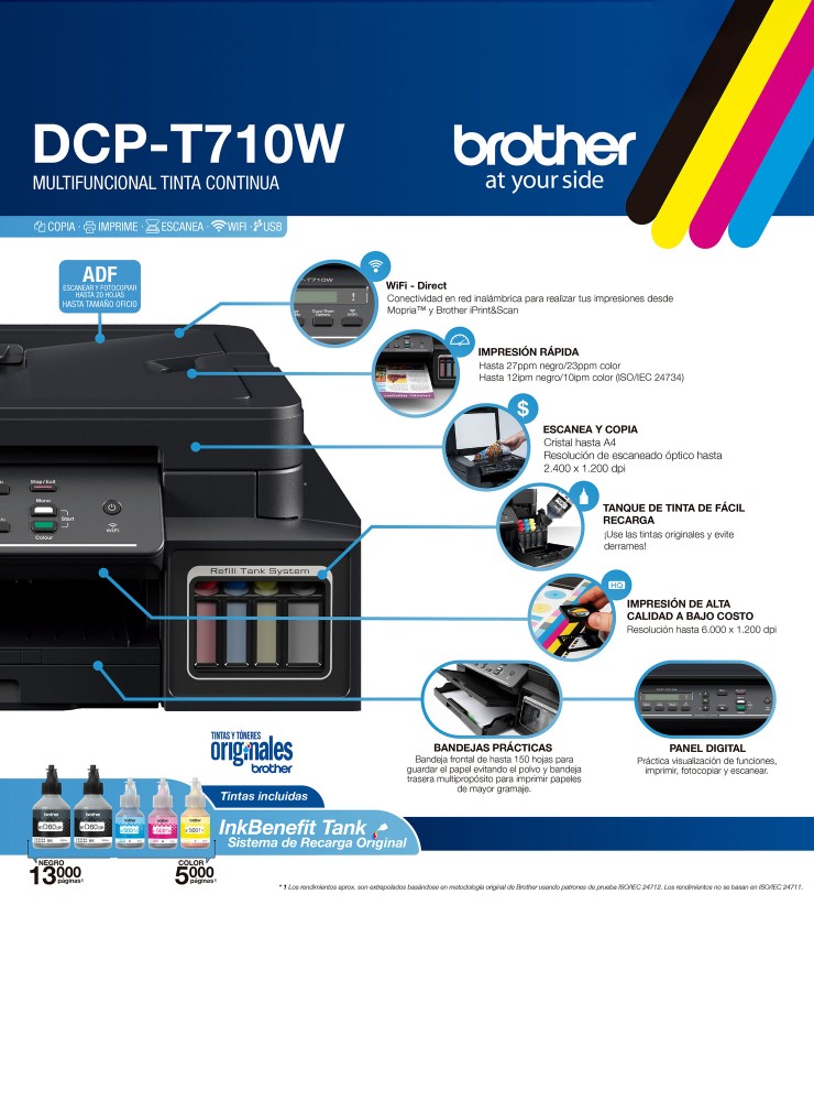 impresoras y scanners -  NIVEL ÉLITE IMPRESORA MULTIFUNCIONAL BROTHER  DCP-720DW




