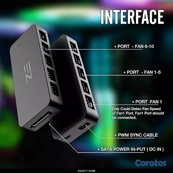 computadoras y laptops - Hub / Splitter de Ventiladores PWM (10 Puertos)  2