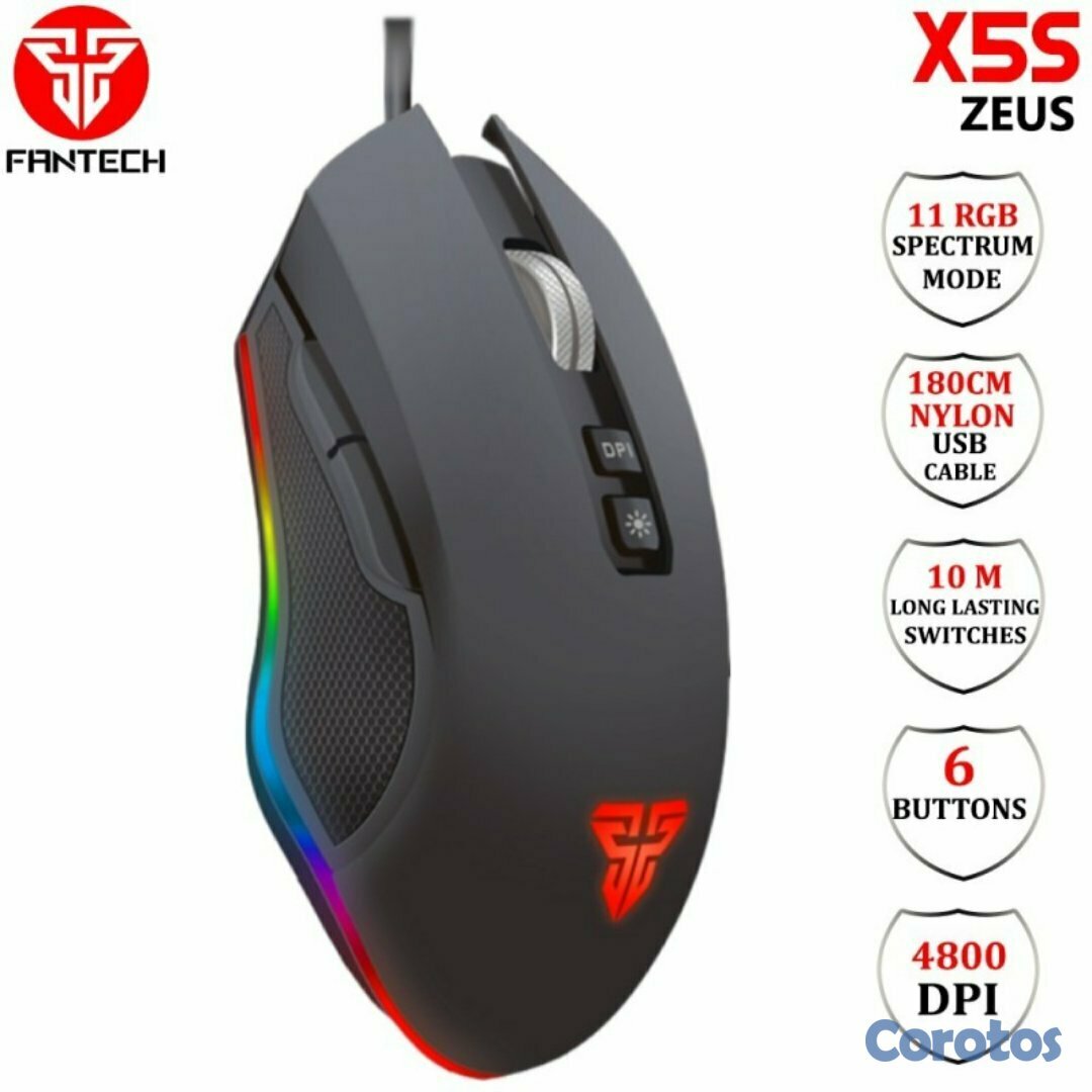 computadoras y laptops - MOUSE USB Fantech GAMIN (Mod.X5S) Macro Programable Negro PARA JUGADORES DE VERD 1