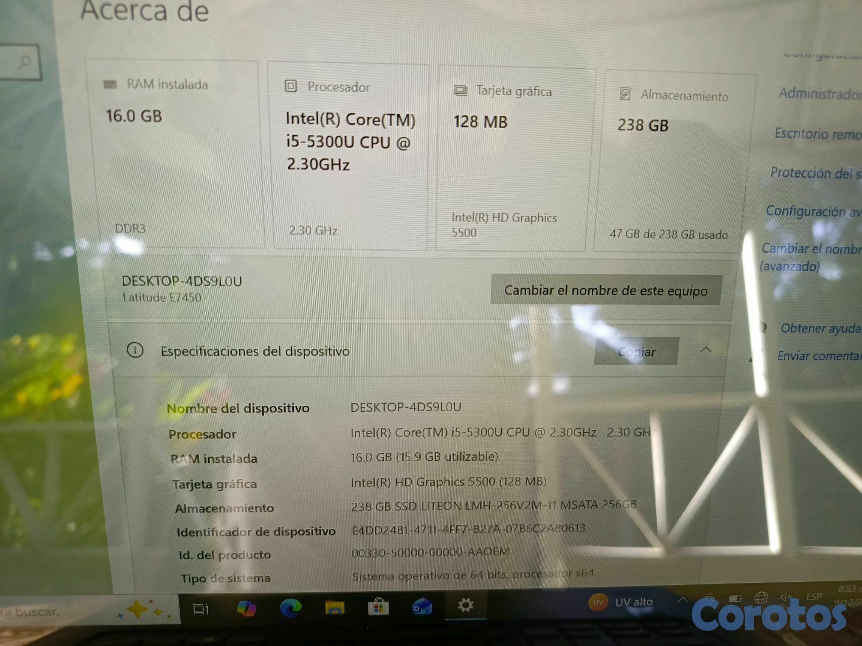 computadoras y laptops - Laptop Dell,Touch, i5 5ta, Disco 256 GB, 16GB Ram. 9