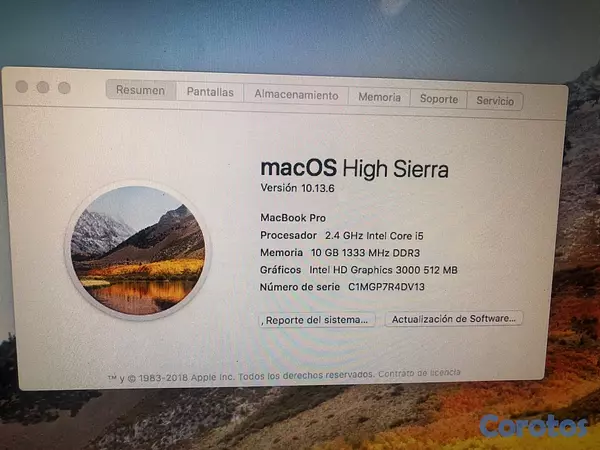 computadoras y laptops - MacBook Pro 13 pulgadas 10 RAM 256 SSD año 2011 2