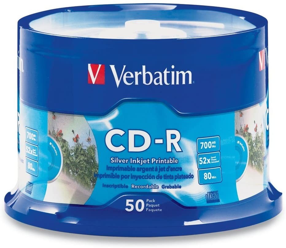 computadoras y laptops - 50 UNIDDAES CD-R VERBATIM 52X, SPINDLE, BRANDED SURFACE, 50PK