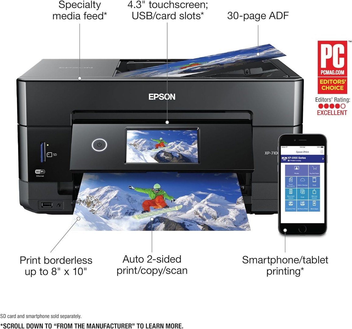 impresoras y scanners - Impresora Epson XP-7100 Expression de fotografía a color Premium Wireeles, usb 2