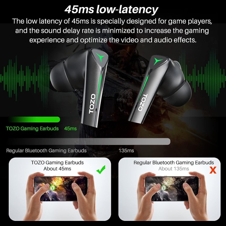 camaras y audio - Tozo Auriculares inalambricos G1 con Bluetooth para juegos con microfono 3