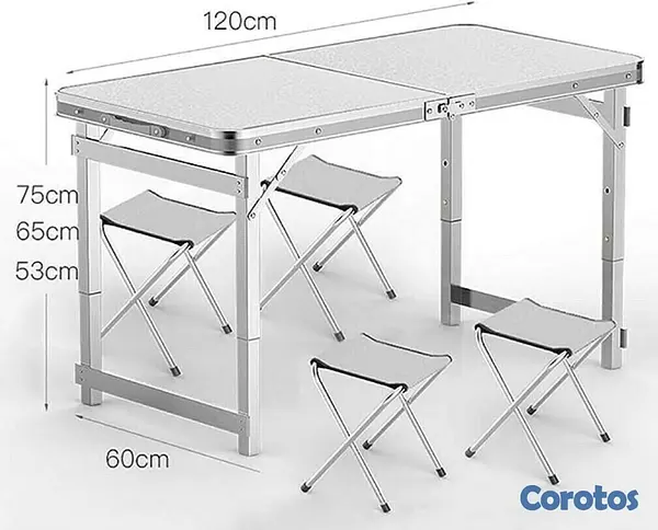 electrodomesticos - Mesa Plegable para exterior con 4 bancos plegables 2