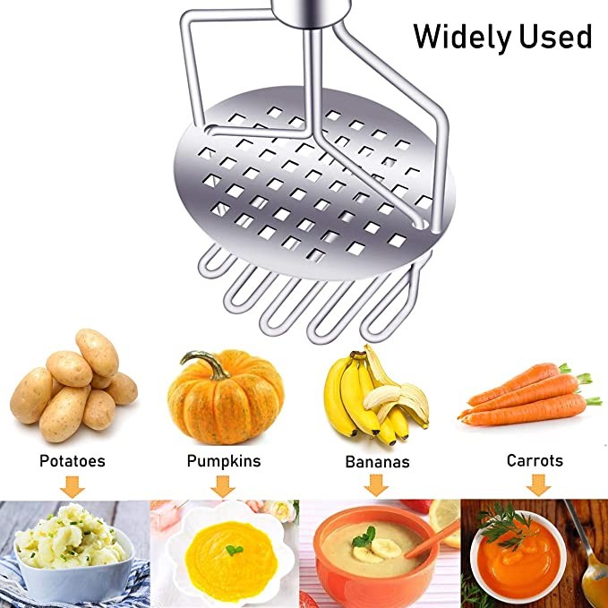 cocina - majador de papas de acero inoxidable, doble prensa, herramienta para triturar  5
