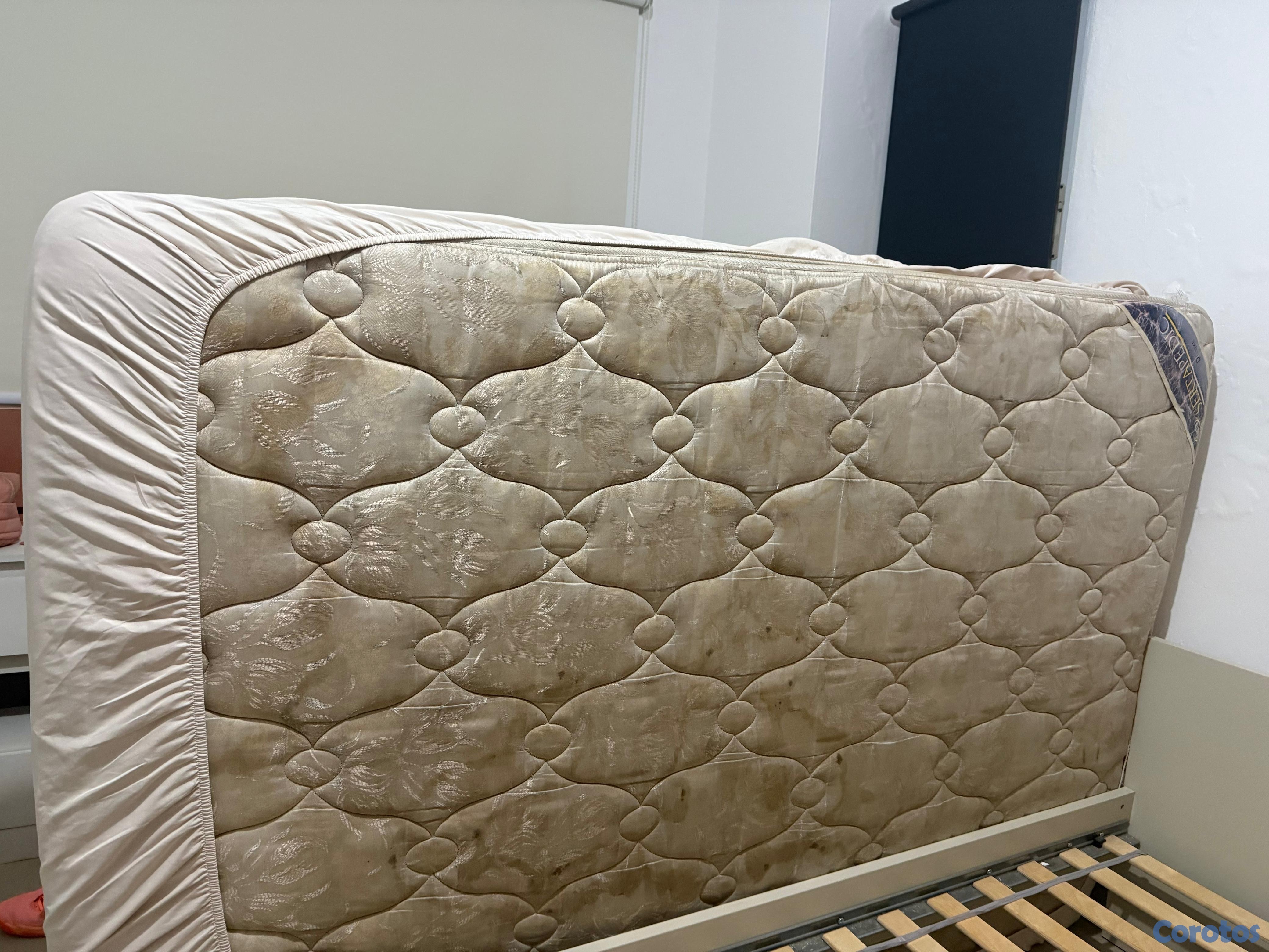 muebles y colchones - Cama Full, base de tablillas LURÕY, Blanco y colchon SERTAPEDIC 4