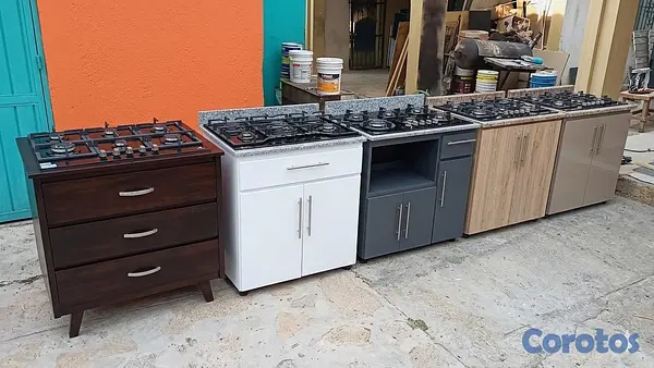 electrodomesticos - Mueble en hidrofugo con estufa empostrada,fregadero, despensa.  
 2