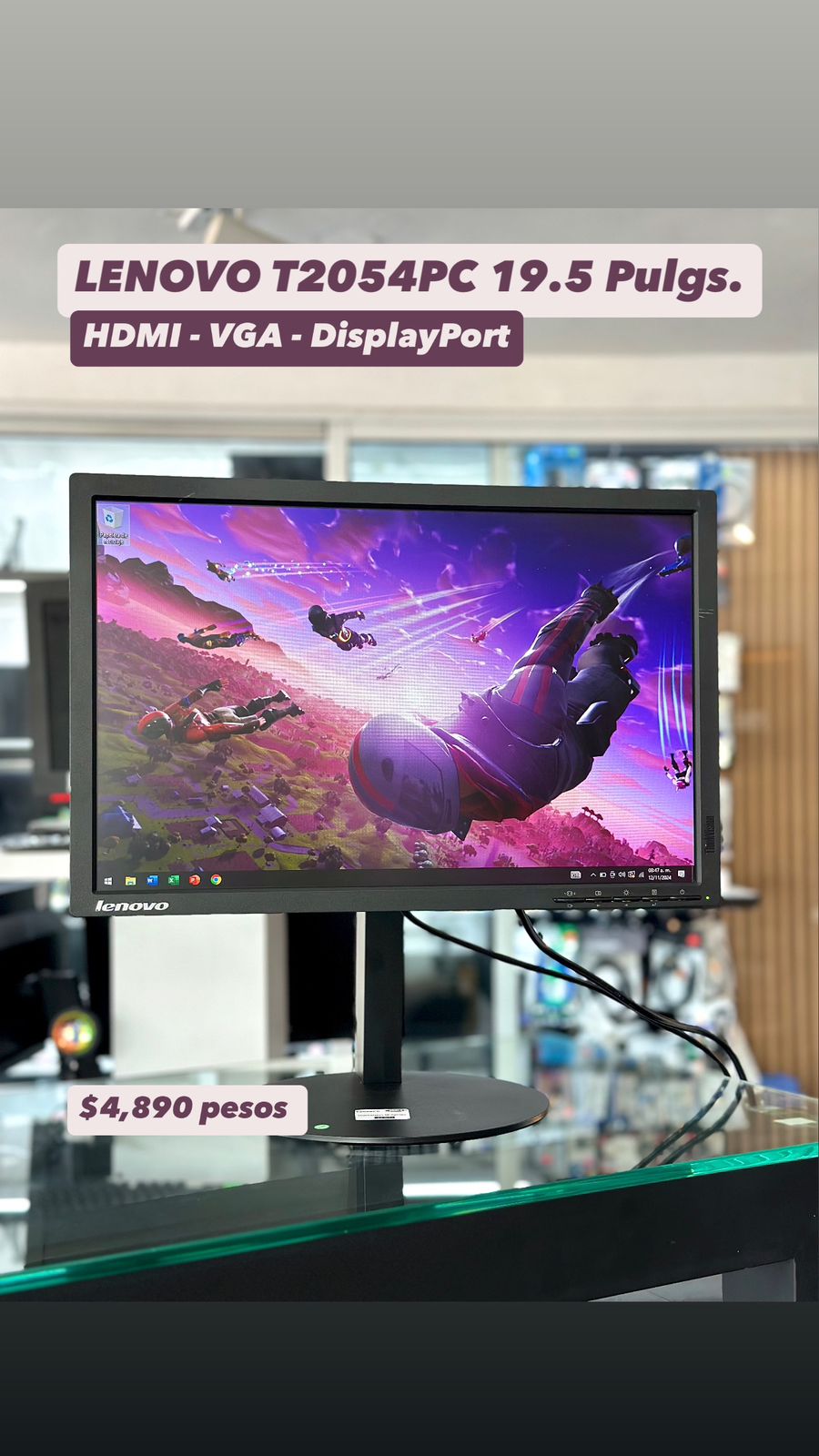 computadoras y laptops - MONITOR LENOVO 20 PULGS.