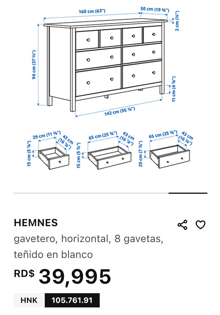 muebles y colchones - Gavetero Hemnes de Ikea 4