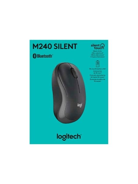 computadoras y laptops - MOUSE LOGITECH M240 INALAMBRICO SILENCIOSO, NEGRO, BLUETOOTH, 400-4000 DPI, RANG 1
