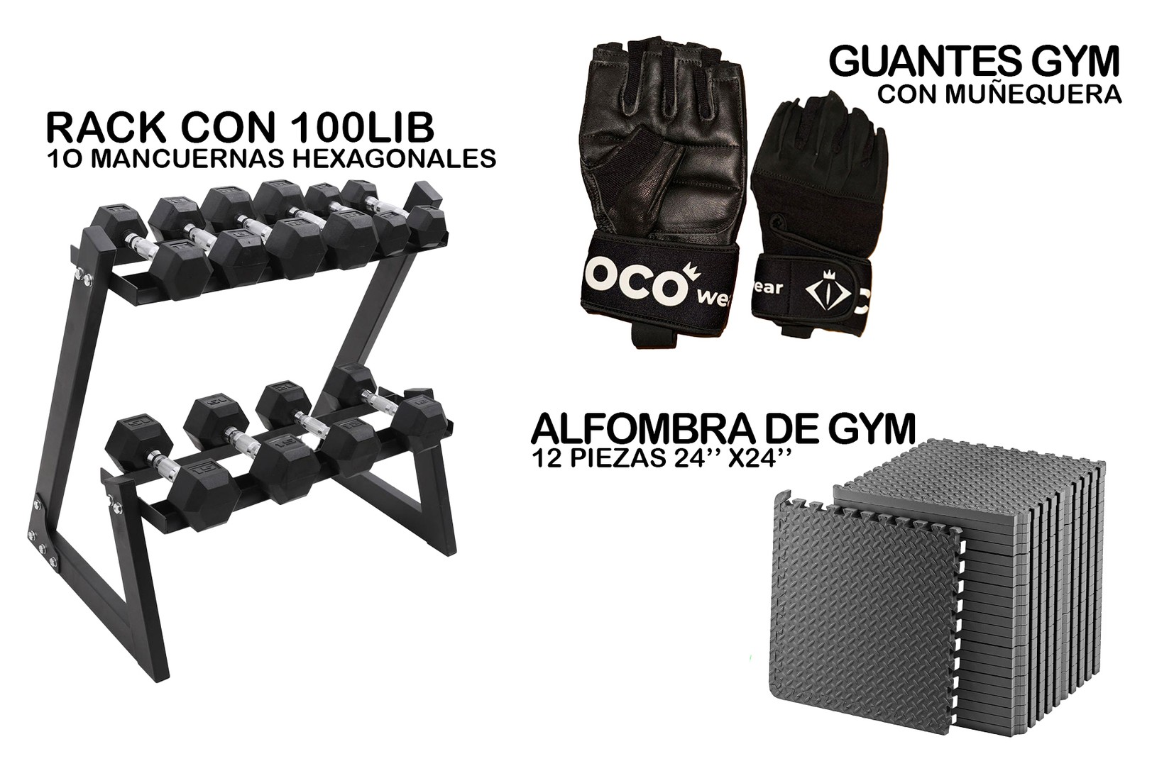 deportes - Combo gym en casa mancuernas y rack 100 lib 0