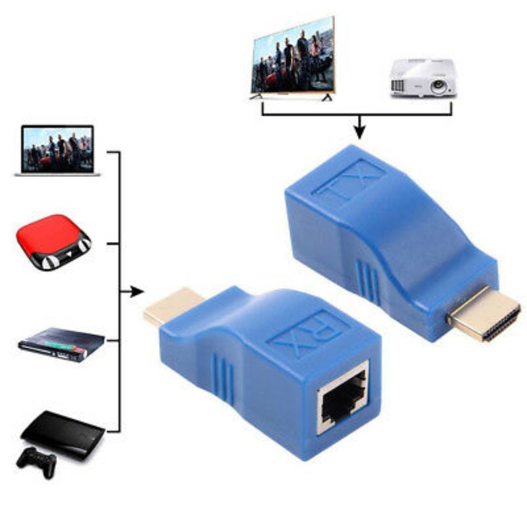 accesorios para electronica - Extensor HDMI Adaptador HDMI A RJ45 Full HD 1080P 3D 4K 2K 2.0 6