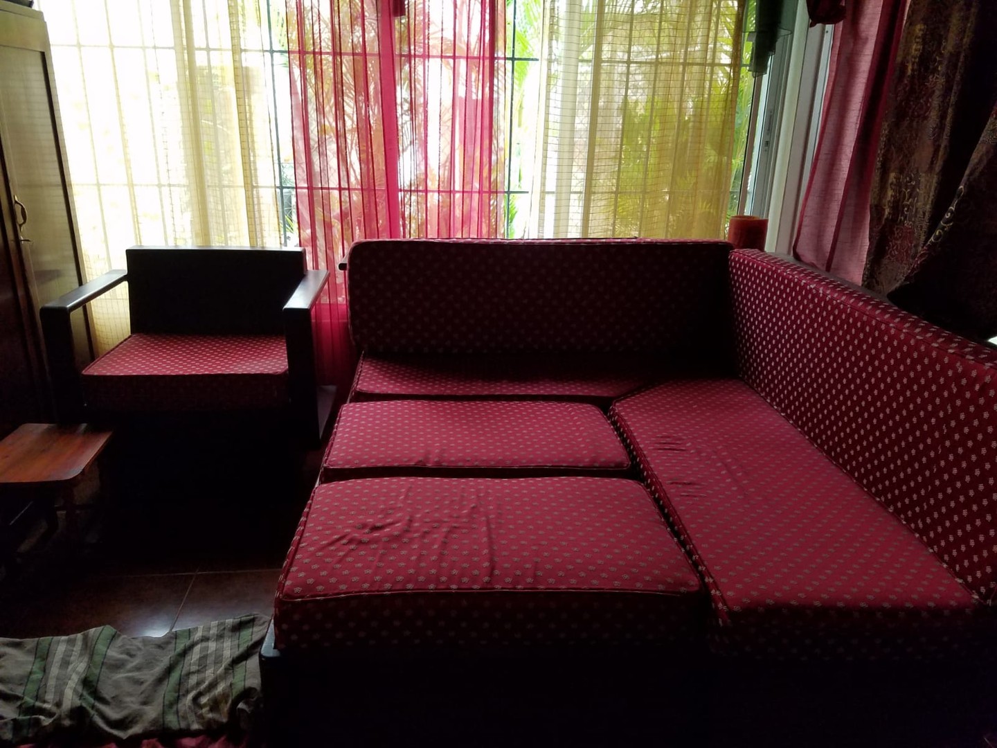 muebles y colchones - Sofa cama con sillas de madera Caoba Antigua