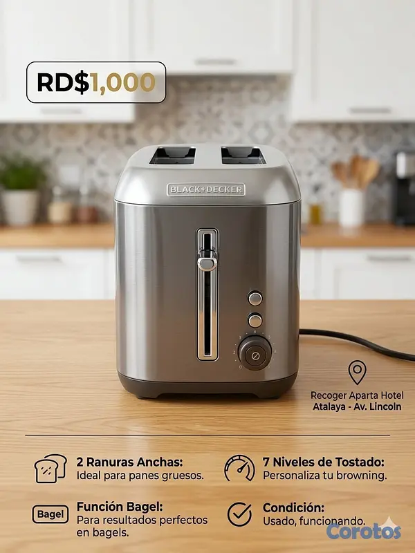 electrodomesticos - Tostadora Black+Decker de 2 Ranuras Anchas  1