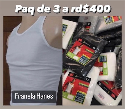 ropa para hombre - Franela Marca Hanes paquete de 3 Disponible
