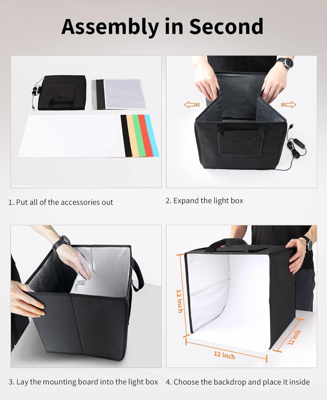 otros electronicos - Portable Photo Studio Light Box 12"×12" 2