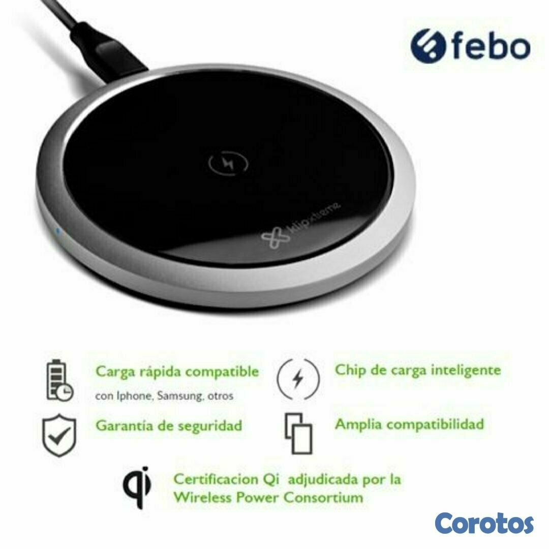 computadoras y laptops - CARGADOR INALAMBRICO KLIPX HALO, CIRCULAR, 10 WATTS, CERTIFICACIÓN QI, PARA CELU 2