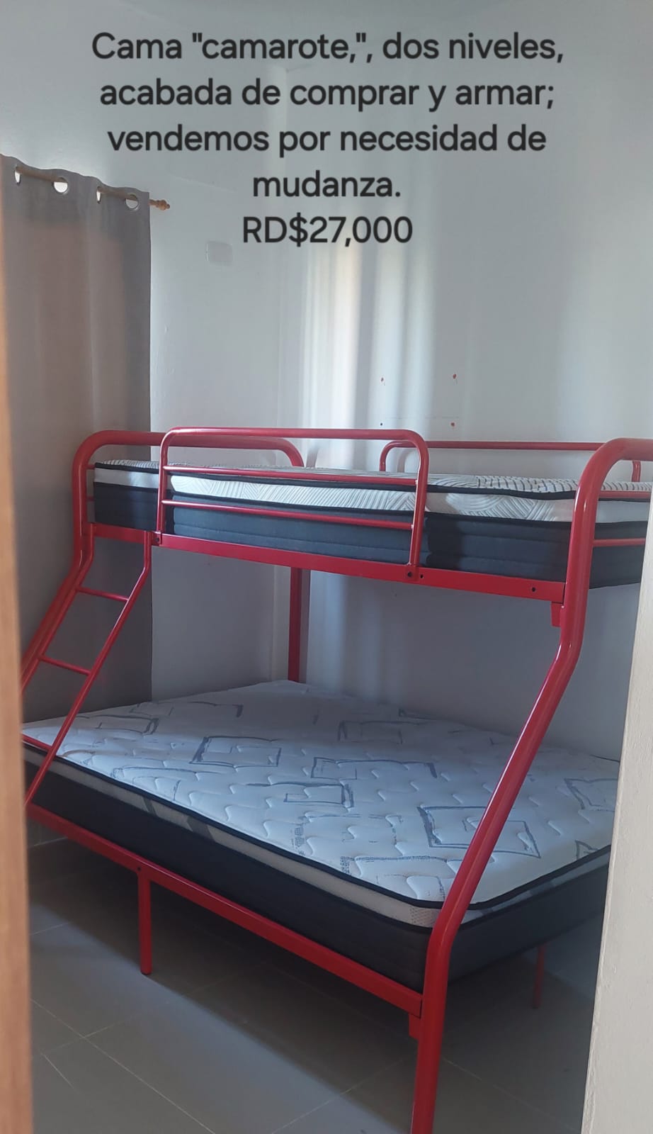 muebles y colchones - Cama Camarote, color rojo, tubular metálico