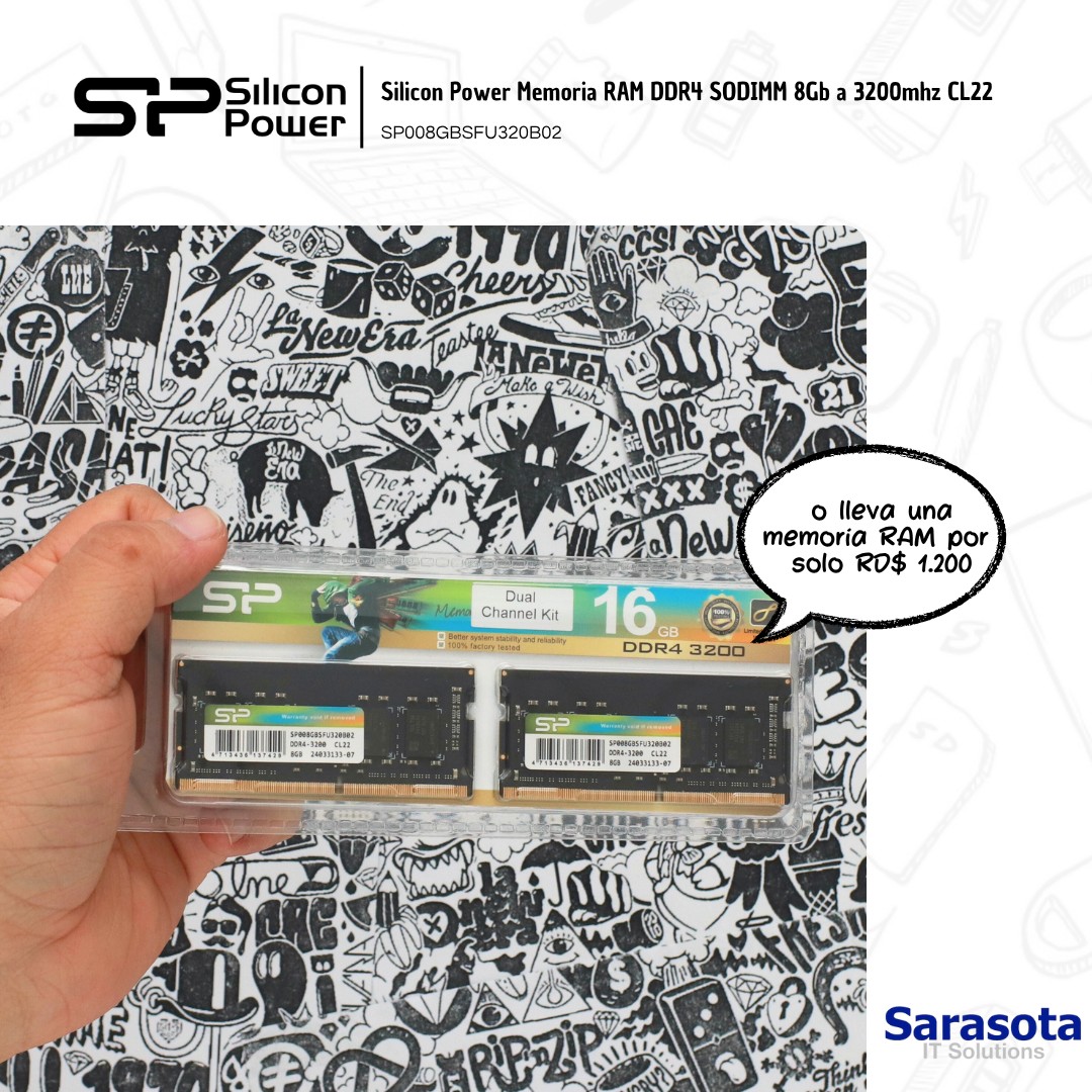 accesorios para electronica - Silicon Power Memoria RAM DDR4 8Gb a 3200mh CL22
