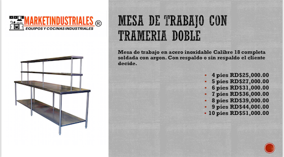 servicios profesionales - Mesa de trabajo con trameria doble 

Acero inoxidable 0