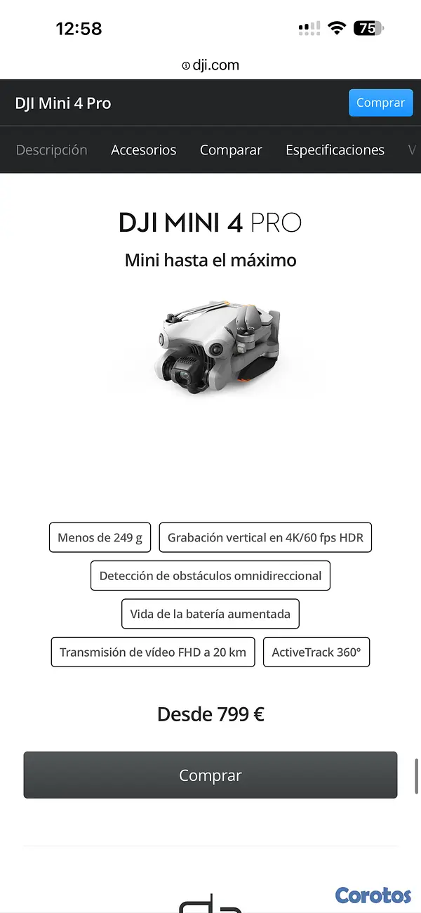 camaras y audio - Dron DJI mini 4 Pro RC-N2 3