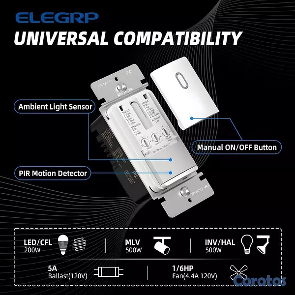 otros electronicos - Interruptor Pared Infrarrojo Sensor Ocupación Ence 2