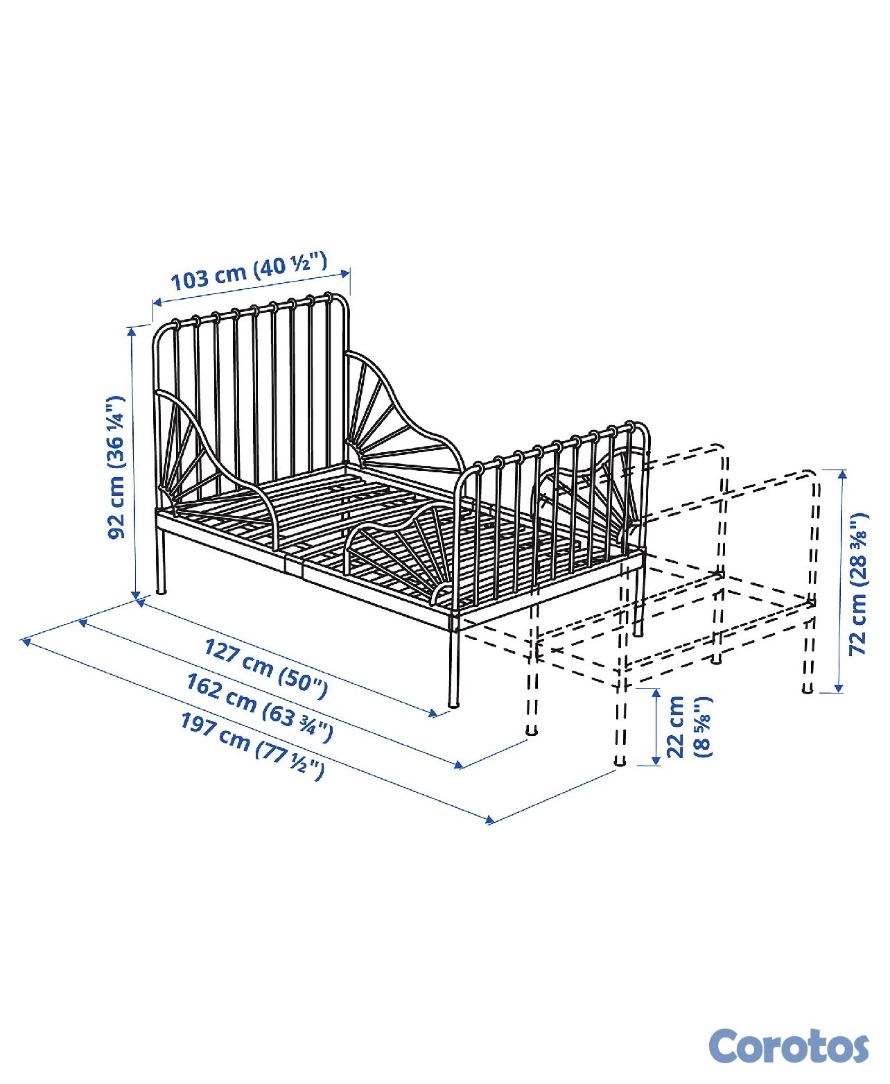 muebles y colchones - CAMA EXTENSIBLE CON TABLILLAS (de Ikea) tamaño twin ! . como nueva !!! 6