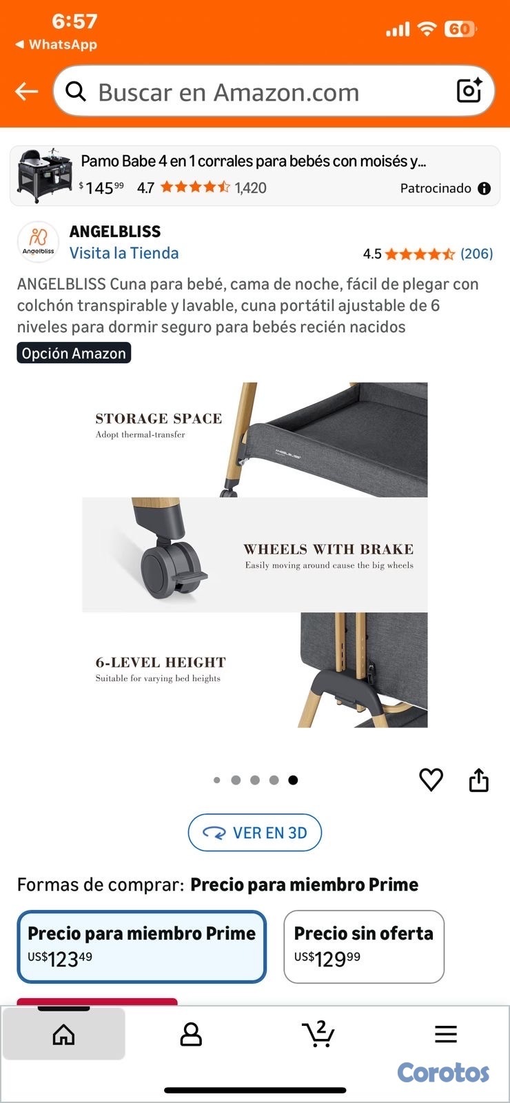 coches y sillas - Cuna  para bebé (nueva) 3