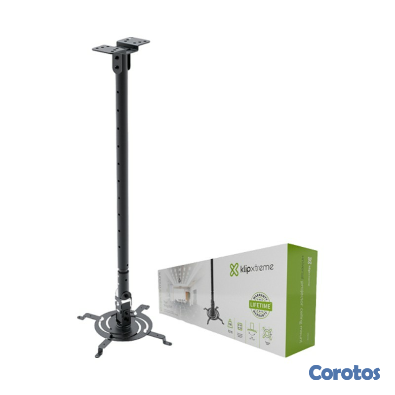 computadoras y laptops - SOPORTE PARA PROYECTOR KLIPX NEGRA DE TECHO DESDE 850MM HASTA 1215MM, SOPORTA HA