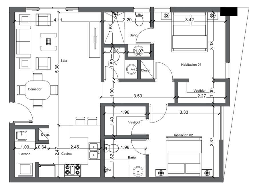 apartamentos - Apartamento en venta #24-1328 áreas sociales, 2 dormitorios, balcón integrado. 7
