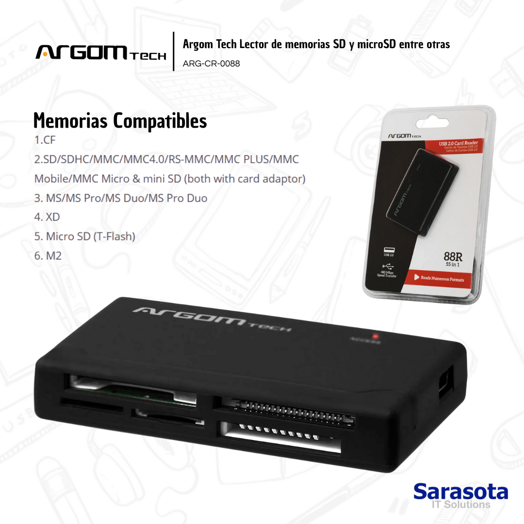 accesorios para electronica - Argom Tech Lector de tarjetas de memorias